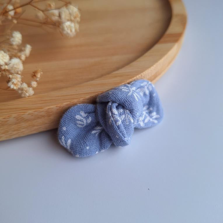 Noeud en gaze de coton - Feuillage bleu