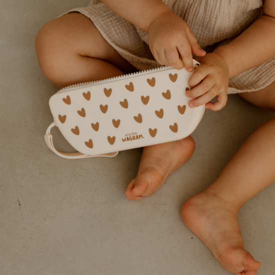 Trousse cœur en silicone - Crème