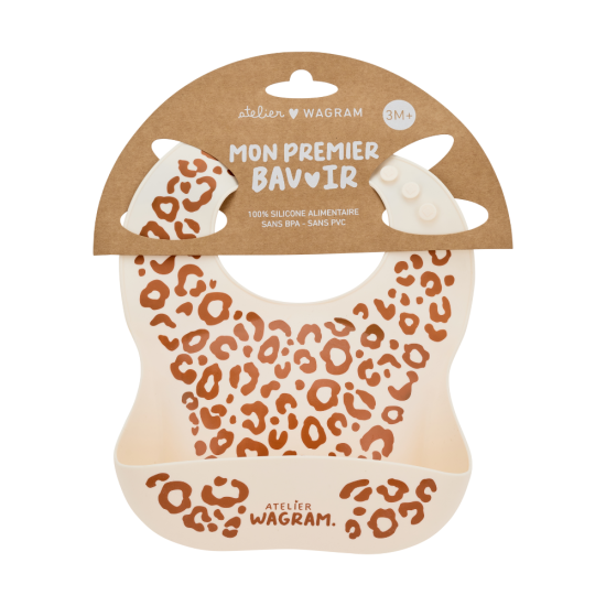 Bavoir silicone - Crème léopard
