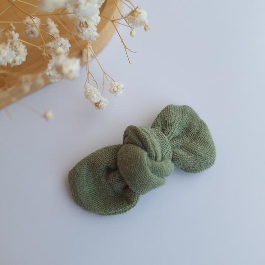 Noeud en gaze de coton - Vert Olive