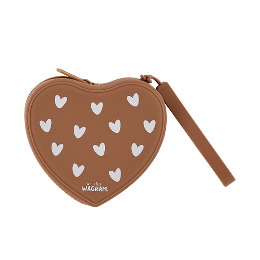 Pochette cœur en silicone - Caramel