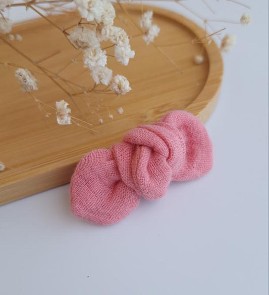 Noeud en gaze de coton - Rose sorbet
