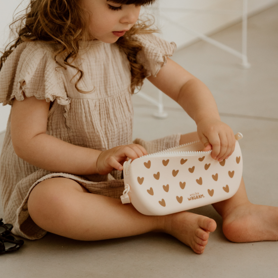 Trousse cœur en silicone - Crème