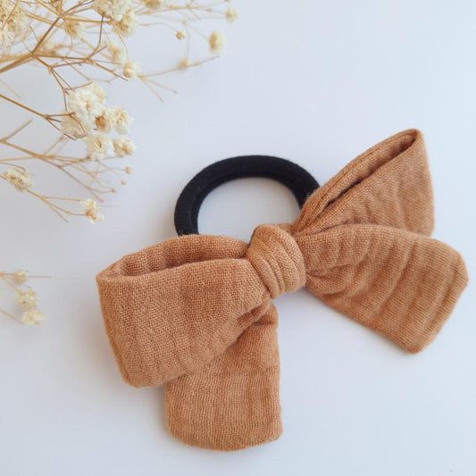 Noeud élastique en gaze de coton -Caramel
