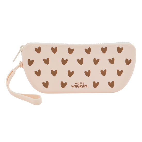 Trousse cœur en silicone - Crème