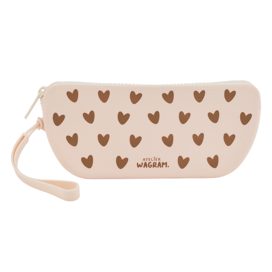Trousse cœur en silicone - Crème