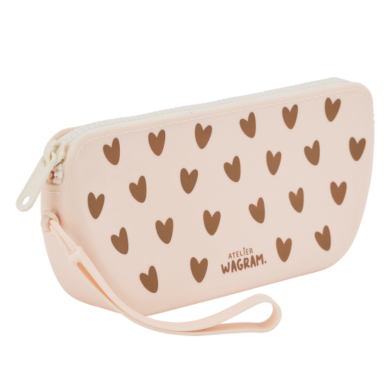 Trousse cœur en silicone - Crème