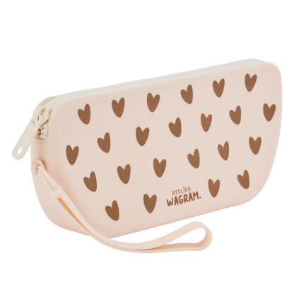 Trousse cœur en silicone - Crème