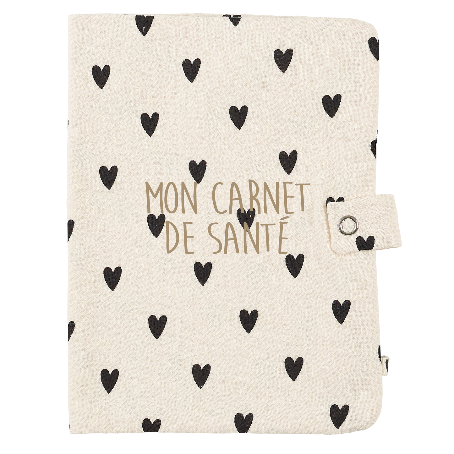 Protège carnet de santé - Coeurs écru